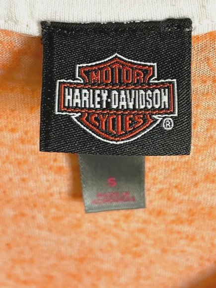 Harley Davidson Womens Short Sleeve TShirt SZ Small Orange White Screamin Eagle - Picture 2 of 8